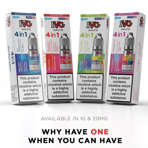 Shop 4 in 1 IVG Nic Salt 10ml | 4 Flavours - 4 in 1 IVG Nic Salt 10ml | 4 Flavours - Vape Blaze