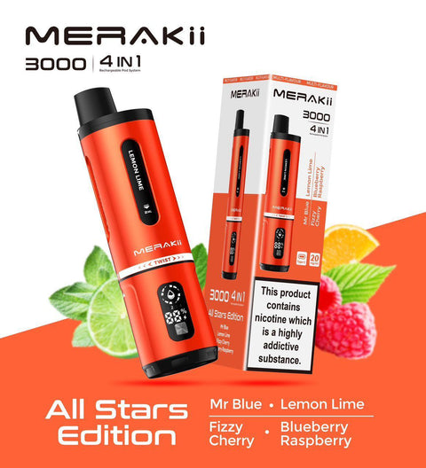 Shop 4 in 1 Merakii 3000 Puffs Disposable Vape Pod Kit - 4 in 1 Merakii 3000 Puffs Disposable Vape Pod Kit - Vape Blaze