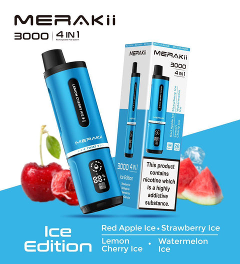 Shop Merakii 3000 Puffs Disposable Vape 4 in 1 Device (Pack of 5) - Merakii 3000 Puffs Disposable Vape 4 in 1 Device (Pack of 5) - Vape Blaze